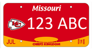 Personalized Chiefs License Plate - 1 Year